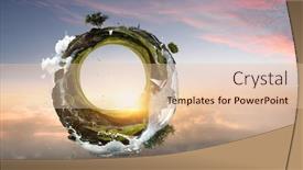  Presentation with clear water - PPT theme consisting of green-sphere-landscape-with-grass background and a lemonade colored foreground