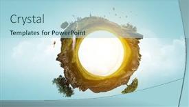  Presentation with clear water - Presentation theme featuring green-sphere-landscape-with-grass background and a light blue colored foreground