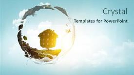  Presentation with clear water - Slide set enhanced with green-sphere-landscape-with-grass background and a light blue colored foreground