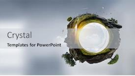  Presentation with clear water - PPT layouts with green-sphere-landscape-with-grass background and a light gray colored foreground