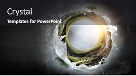  Presentation with clear water - PPT layouts with green-sphere-landscape-with-grass background and a dark gray colored foreground