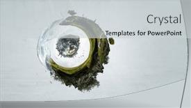  Presentation with clear water - PPT theme consisting of green-sphere-landscape-with-grass background and a light gray colored foreground