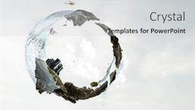  Presentation with clear water - Presentation design enhanced with green-sphere-landscape-with-grass background and a light gray colored foreground