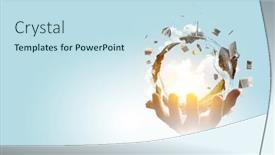  Presentation with clear water - PPT theme consisting of green-sphere-landscape-with-grass background and a sky blue colored foreground