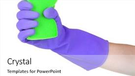  Presentation with white green - Slide set featuring green sponge in hand isolated background and a white colored foreground