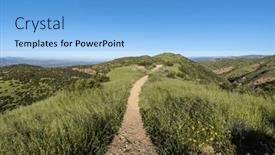  Presentation with trail - Slide set with green-spring-growth-along background and a light blue colored foreground