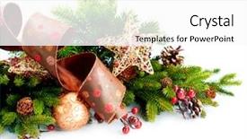  Presentation with green star - PPT theme consisting of green star - christmas decoration holiday decorations isolated background and a white colored foreground