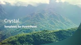  Presentation with green mountains - Colorful presentation theme enhanced with green steep mountains in vietnam backdrop and a seafoam green colored foreground