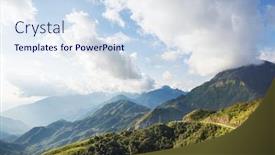  Presentation with green mountains - Audience pleasing slide deck consisting of green-steep-mountains-in-vietnam backdrop and a sky blue colored foreground