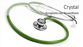  Presentation with green and white - Cool new presentation theme with green stethoscope on white background backdrop and a white colored foreground