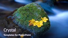  Presentation with autumn blue - Slides consisting of green stone in blue water background and a navy blue colored foreground