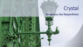  Presentation with earth science green and white - Theme with green streetlamp on white background background and a sky blue colored foreground