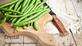  Presentation with beans legumes - Slides with green string beans and knife background and a coral colored foreground