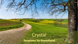  Presentation with kansas - Beautiful slides featuring green-summer-field backdrop and a tawny brown colored foreground