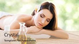  Presentation with medical spa - Amazing PPT layouts having green summer or spring backdrop and a coral colored foreground