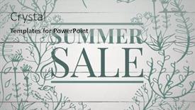  Presentation with wood panel - PPT layouts with green summer sale text and plant frame against white wood panel background and a light gray colored foreground