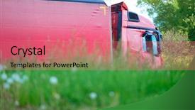  Presentation with supply chain - Theme enhanced with green supply chain - truck on a parking near background and a coral colored foreground