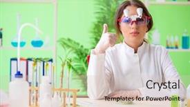  Presentation with biotechnology lab - Theme featuring green synthesis - beautiful female biotechnology scientist chemist background and a lemonade colored foreground