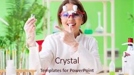  Presentation with biotechnology lab - Presentation design featuring pharmaceutical medicine presentation - beautiful female biotechnology scientist chemist background and a lemonade colored foreground