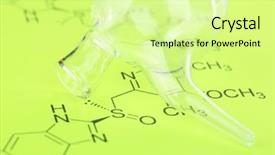  Presentation with test tubes - Colorful PPT theme enhanced with organic synthesis - test tubes and reaction formula backdrop and a blonde colored foreground