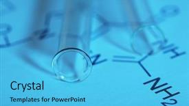  Presentation with test tubes - PPT theme with organic synthesis - test tubes and reaction formula background and a cyan colored foreground