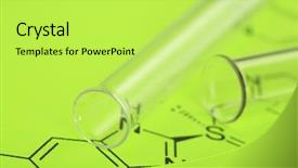  Presentation with chemistry formula - Slide deck having test tubes and reaction formula background and a yellow colored foreground