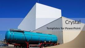  Presentation with tank truck - PPT theme enhanced with green tank truck in front background and a light blue colored foreground