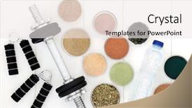  Presentation with body building - Slide set consisting of green tea and fresh water background and a sky blue colored foreground