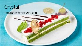  Presentation with maple tea - Colorful presentation theme enhanced with green tea cake with sauce backdrop and a light blue colored foreground