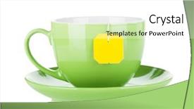  Presentation with green tea - Cool new slides with green tea cup and teabag backdrop and a white colored foreground