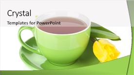  Presentation with green tea - Amazing presentation theme having green tea cup and yellow backdrop and a  colored foreground