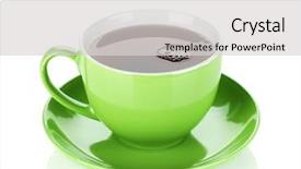  Presentation with green tea and milk - PPT layouts having green tea cup isolated background and a light gray colored foreground