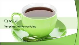  Presentation with green tea - Colorful PPT layouts enhanced with green tea cup with spoon backdrop and a mint green colored foreground