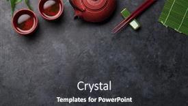  Presentation with green tea - Amazing PPT theme having green-tea-in-bowls backdrop and a dark gray colored foreground