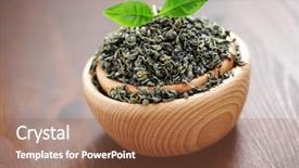  Presentation with tea leaves - PPT theme featuring green tea leaves - tea time background and a  colored foreground