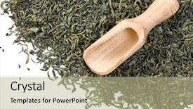  Presentation with tea leaves - Presentation enhanced with green tea leaves on white background background and a mint green colored foreground