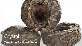  Presentation with green tea - Slides featuring green tea puer yunnan puer sheng tuo isolated on white background background and a dark gray colored foreground