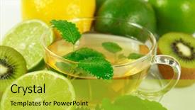  Presentation with green tea - Colorful PPT layouts enhanced with green tea with fresh mint backdrop and a yellow colored foreground