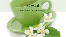  Presentation with jasmine - Colorful PPT theme enhanced with green tea with jasmine flowers backdrop and a mint green colored foreground