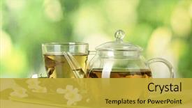  Presentation with green tea - Beautiful slides featuring green tea with jasmine backdrop and a gold colored foreground