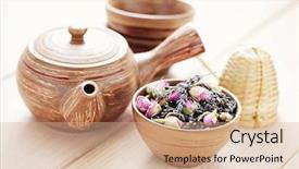  Presentation with lavender flowers - Presentation with green tea with rose background and a  colored foreground