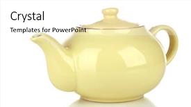  Presentation with teapot - PPT layouts enhanced with green teapot isolated on white background and a white colored foreground
