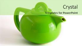  Presentation with green tea - Beautiful PPT theme featuring green teapot backdrop and a yellow colored foreground