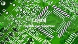  Presentation with printed circuit - Theme consisting of green tech background - macro of printed circuit board background and a shamrock green colored foreground