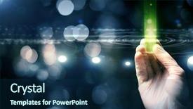  Presentation with scientist - Theme having green technology - close up of scientist hand background and a ocean colored foreground