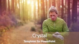  Presentation with heart monitor - Audience pleasing PPT theme consisting of green technology - trail running runner looking backdrop and a coral colored foreground
