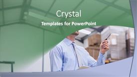  Presentation with green logistics - Audience pleasing presentation theme consisting of green-technology-background-over-caucasian backdrop and a ocean colored foreground