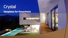  Presentation with summer time - PPT theme having green teck - modern house with pool background and a royal blue colored foreground