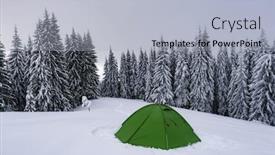  Presentation with winter landscape winter tree - Amazing presentation design having green-tent-against-the-backdrop backdrop and a light gray colored foreground