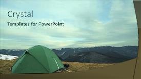  Presentation with tent - PPT layouts featuring green-tent-on-grassland background and a cool aqua colored foreground